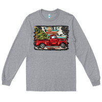 Heather Grey christmas truck Long Sleeve Tee - BarkalooDesign