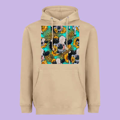 Holstein Cow Seamless Pattern Heavyweight Hoodie Designed By Hra Design Shop