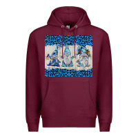 Burgundy snowy christmas gnomes Premium Hoodie - BarkalooDesign