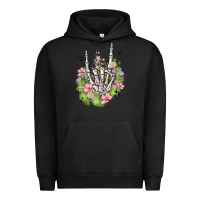 Pigment Black skeleton flowers Urban Hoodie - MaliasSmallBusiness