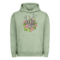 Pigment Oil Green skeleton flowers Urban Hoodie - MaliasSmallBusiness