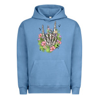 Pigment Pebble Blue skeleton flowers Urban Hoodie - MaliasSmallBusiness