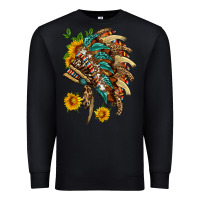 Black indian headdress with pattern and sunflowers Premium Sweatshirt - HRA Design Shop