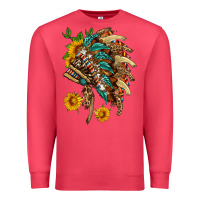 Cardinal indian headdress with pattern and sunflowers Premium Sweatshirt - HRA Design Shop