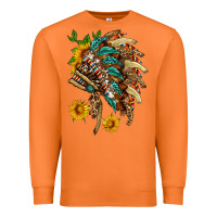 Carrot indian headdress with pattern and sunflowers Premium Sweatshirt - HRA Design Shop