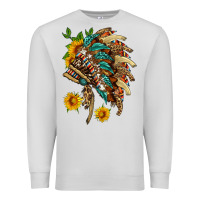 Dove Grey indian headdress with pattern and sunflowers Premium Sweatshirt - HRA Design Shop