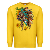 Lemon indian headdress with pattern and sunflowers Premium Sweatshirt - HRA Design Shop