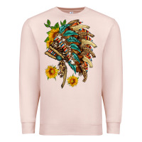 Pale Pink indian headdress with pattern and sunflowers Premium Sweatshirt - HRA Design Shop