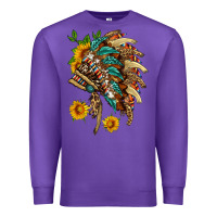 Indian Headdress With Pattern And Sunflowers Premium Sweatshirt | Teevron