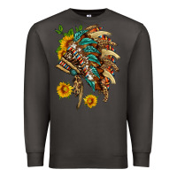 Smoke indian headdress with pattern and sunflowers Premium Sweatshirt - HRA Design Shop