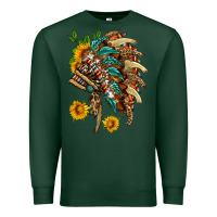 Sports Green indian headdress with pattern and sunflowers Premium Sweatshirt - HRA Design Shop
