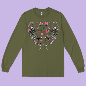 Valentines Day Skeleton Long Sleeve Tee Designed By Maliassmallbusiness