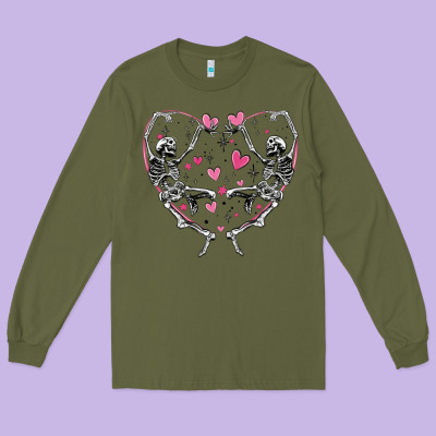 Long Sleeve Tee valentines day skeleton