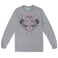 Heather Grey valentines day skeleton Long Sleeve Tee - MaliasSmallBusiness