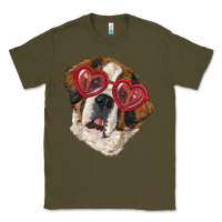 Army Green Saint bernard with love glasses Classic Tee - RanaPortraitStore