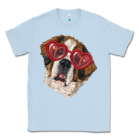 Dusty Blue Saint bernard with love glasses Classic Tee - RanaPortraitStore