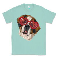 Seafoam Saint bernard with love glasses Classic Tee - RanaPortraitStore