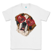 White Saint bernard with love glasses Classic Tee - RanaPortraitStore