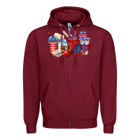 Burgundy 4th of july teacher coffee cups Zipper Hoodie - Zillion Design Studio