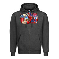 Charcoal Heather 4th of july teacher coffee cups Zipper Hoodie - Zillion Design Studio