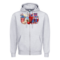 Heather Grey 4th of july teacher coffee cups Zipper Hoodie - Zillion Design Studio