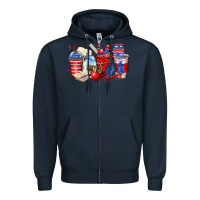 Navy 4th of july teacher coffee cups Zipper Hoodie - Zillion Design Studio