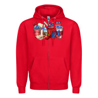 Red 4th of july teacher coffee cups Zipper Hoodie - Zillion Design Studio