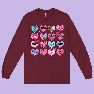 Long Sleeve Tee valentines candy hearts