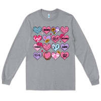 Heather Grey valentines candy hearts Long Sleeve Tee - MaliasSmallBusiness