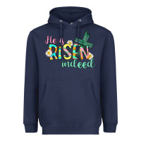 Navy He is risen indeed Easter Heavyweight Hoodie - CowGirlArtShop