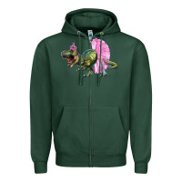 Sports Green Balerina T-Rex Dinosaur With Tutu Zipper Hoodie - RanaPortraitStore