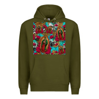 Army Green lady of guadalupe western seamless Premium Hoodie - Jasminsmagicworld