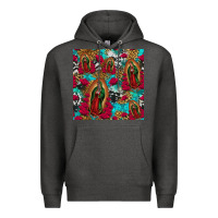 Charcoal Heather lady of guadalupe western seamless Premium Hoodie - Jasminsmagicworld