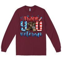Burgundy thank you veteran Long Sleeve Tee - MaliasSmallBusiness