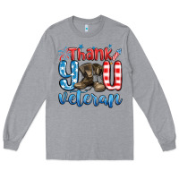 Heather Grey thank you veteran Long Sleeve Tee - MaliasSmallBusiness