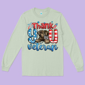 Thank You Veteran Long Sleeve Tee Designed By Maliassmallbusiness
