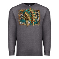 Charcoal Heather indian headdress with background Premium Sweatshirt - HRA Design Shop