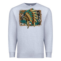 Heather Grey indian headdress with background Premium Sweatshirt - HRA Design Shop