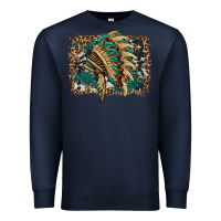 Navy indian headdress with background Premium Sweatshirt - HRA Design Shop