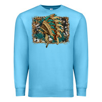 Ocean Blue indian headdress with background Premium Sweatshirt - HRA Design Shop