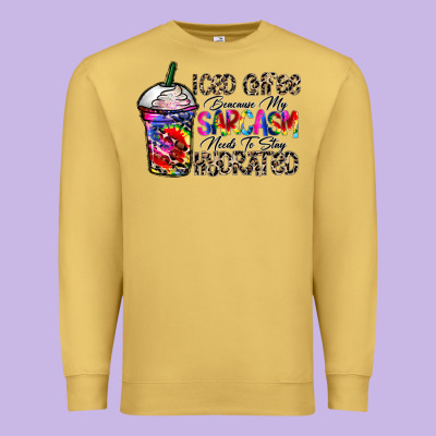 Coffee Because My Sarcasm Needs To Stay Png Premium Sweatshirt Designed By Cowhidedigitalart