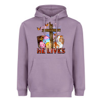 Lavender He lives Easter Day Heavyweight Hoodie - CowGirlArtShop