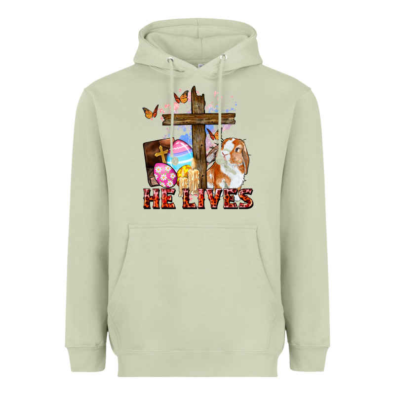 He Lives Easter Day Heavyweight Hoodie by CowGirlArtShop | Teevron