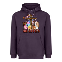 Plum He lives Easter Day Heavyweight Hoodie - CowGirlArtShop