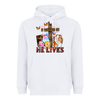 White He lives Easter Day Heavyweight Hoodie - CowGirlArtShop