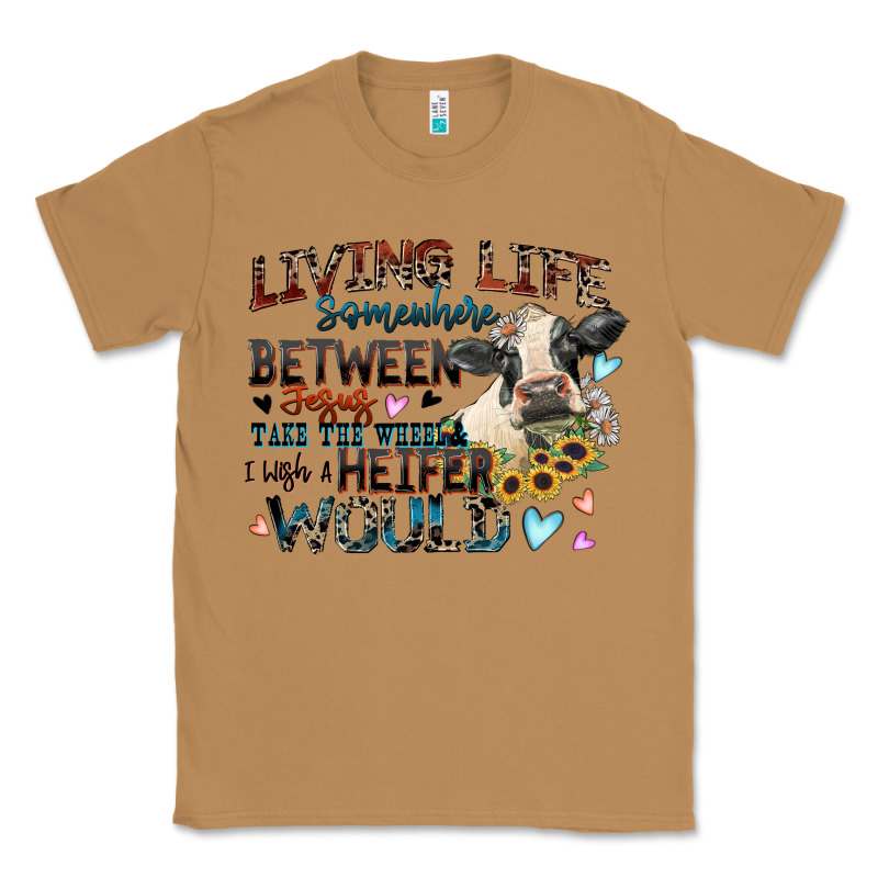 Living Life Somewhere Between Jesus Take The Wheel Classic Tee by Zillion Design Studio | Teevron