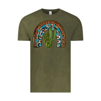 Vintage Olive revize cactus gemstone rainbow Vintage Tee - Artiststas