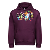 Mauve Wine easter cross with bunny Urban Hoodie - MaliasSmallBusiness
