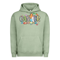 Pigment Oil Green easter cross with bunny Urban Hoodie - MaliasSmallBusiness