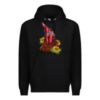 Black rooster sunflower Premium Hoodie - BarkalooDesign